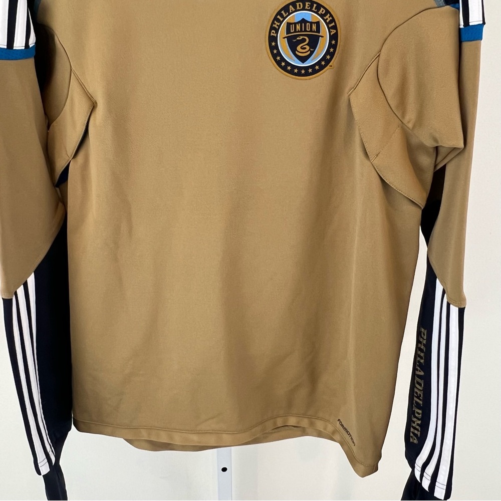 Adidas Philadelphia Union Football Tan Navy Soccer Training Jersey Mens Small - Picture 5 of 15